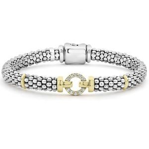 LAGOS Two-Tone Diamond Circle Caviar Bracelet I 6mm